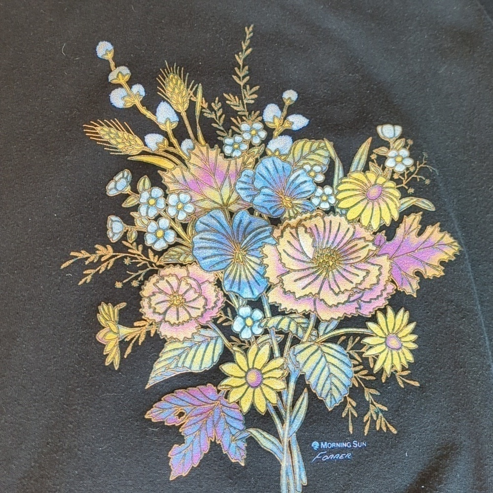 Nature's Garden By Morning Sun Forrer Vintage Floral Sweater Large